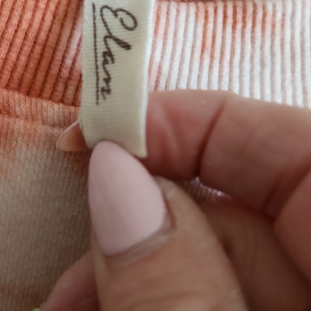 ELAN Cropped Tie Dye Pullover Sweatshirt Orange Cream Raw Hem Medium - Picture 6 of 15